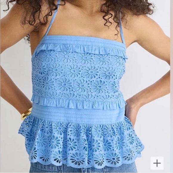 NWT J. Crew Blue Ruffled Peplum Camisole - Picture 1 of 5